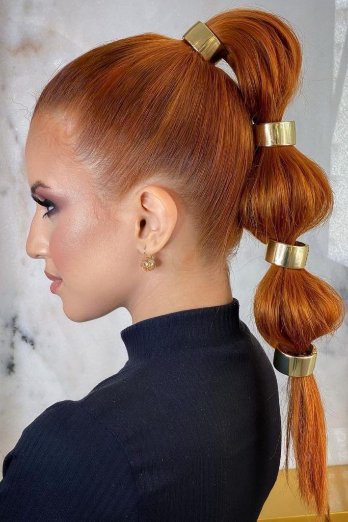 Bubble Ponytails With Metal Accessories