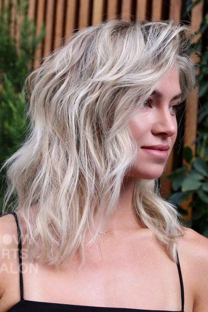Icy Blonde Long Hair With Side Bangs
