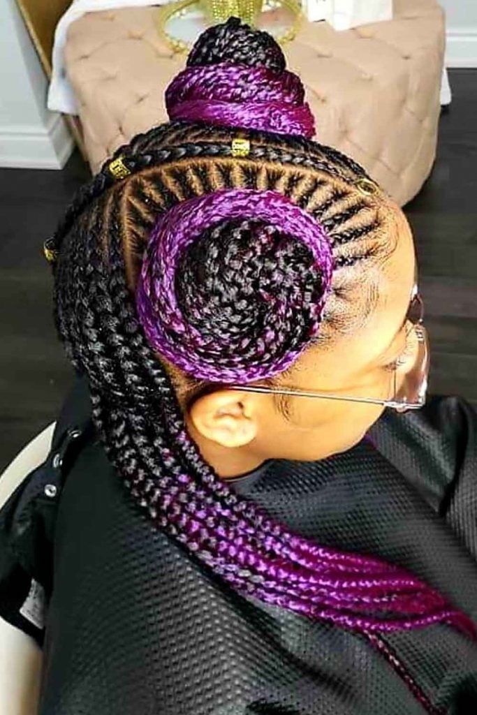 Lavender Braids And Bantu Knots