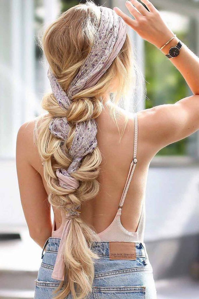 Side Braid With Silk Scarf