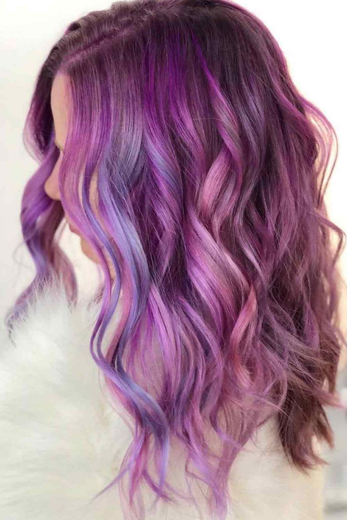 Smoky Mauve Long Layered Hair