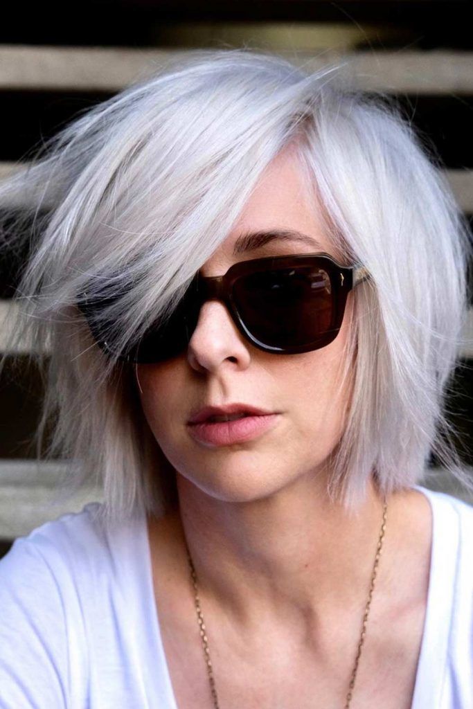 Medium Layered Bang With Square Sunglasses