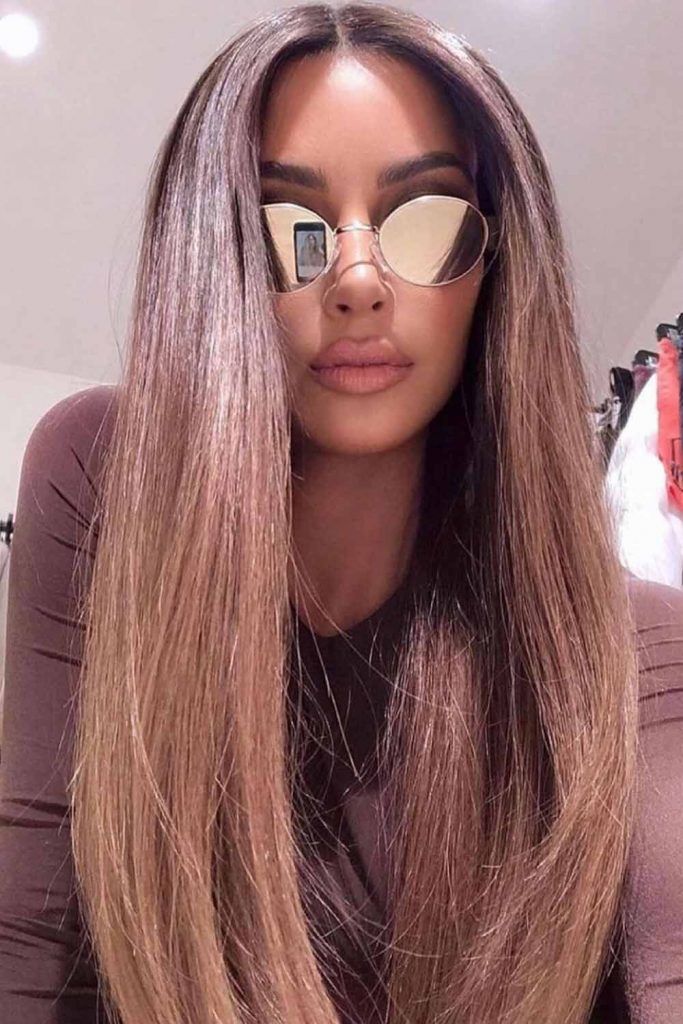 Long Ash Brown Sleek Hair With Oval Cat-Eye Polarized Lenses