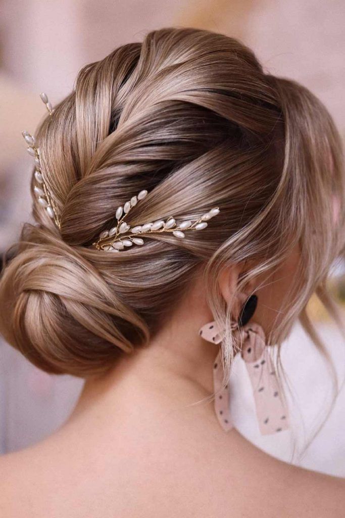 Sweet Low Updo For Wedding Day