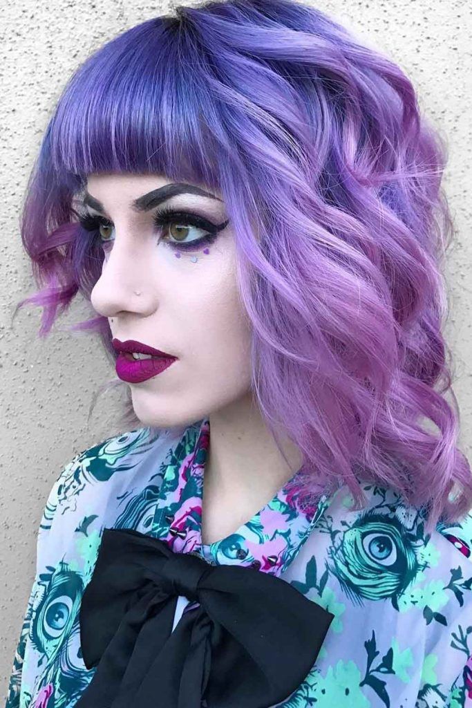 Metallic Lilac Wavy Bob