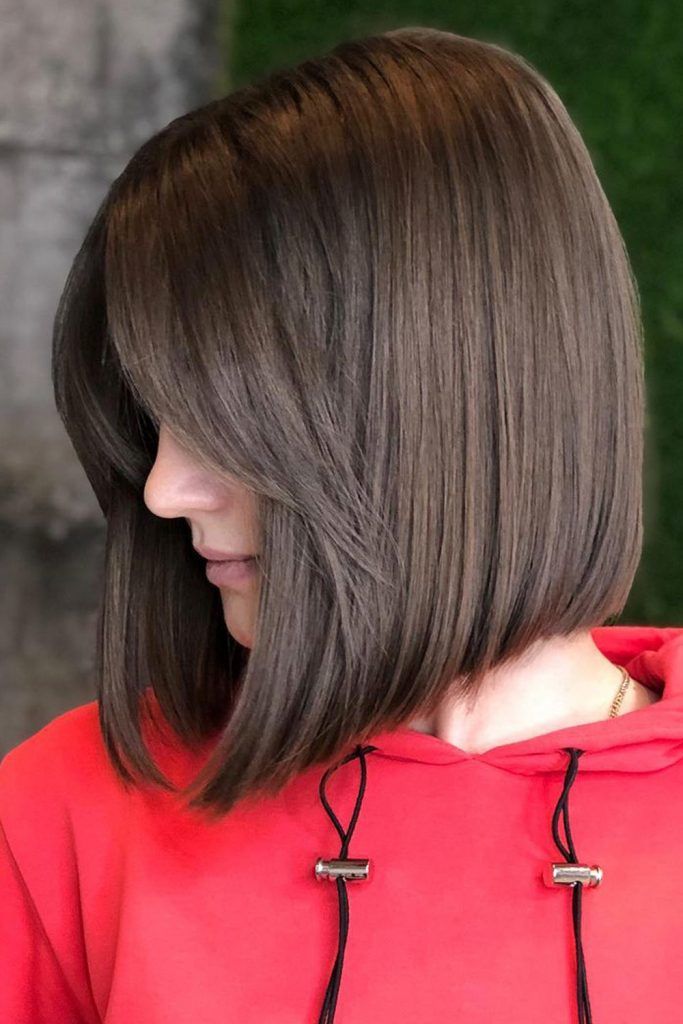 long bob cut with curtain bangs