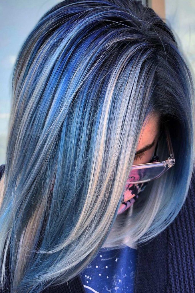 Silver Hair with Blue Hair