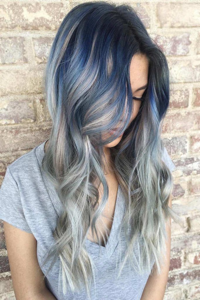 Silver Locks with Blue Roots and Highlights