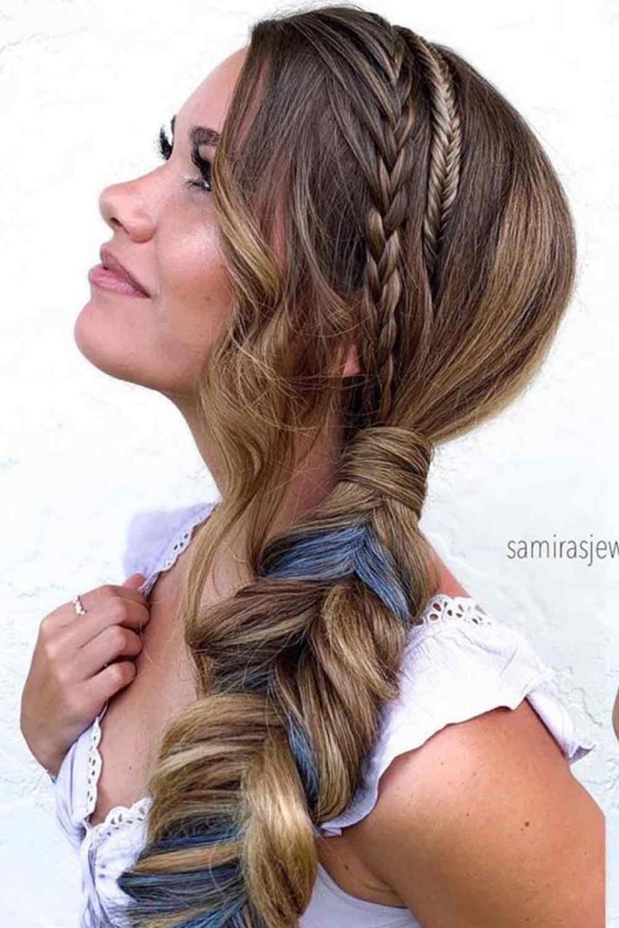 Fishtail Braid With Accent Slide-Up 4-Strands