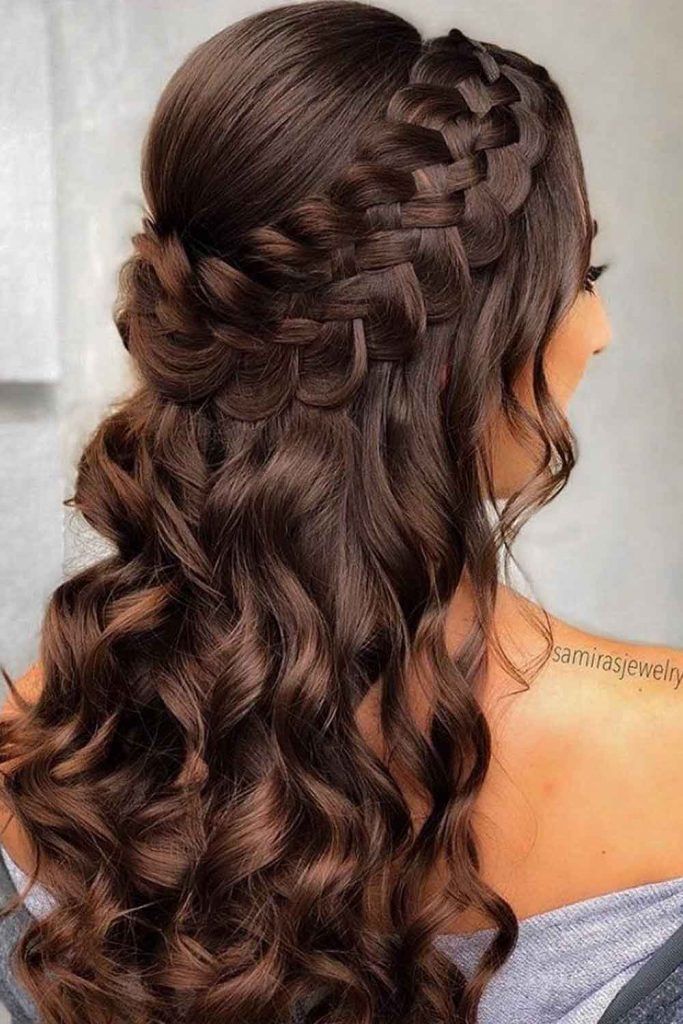 Image of Braided Crown loose hairstyle for long hair