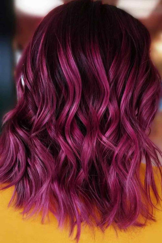 Magenta Lights On Black Hair