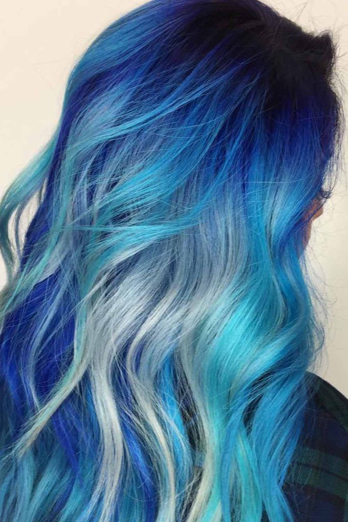 black and dark blue ombre hair