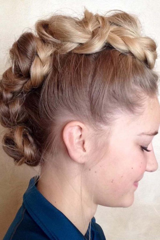 Faux Hawk Hairstyle With Triple Buns