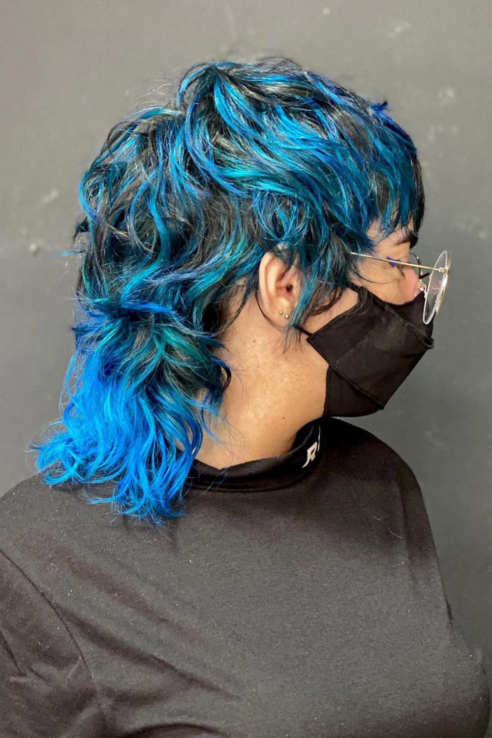 Shaggy Blue Mullet with Waves