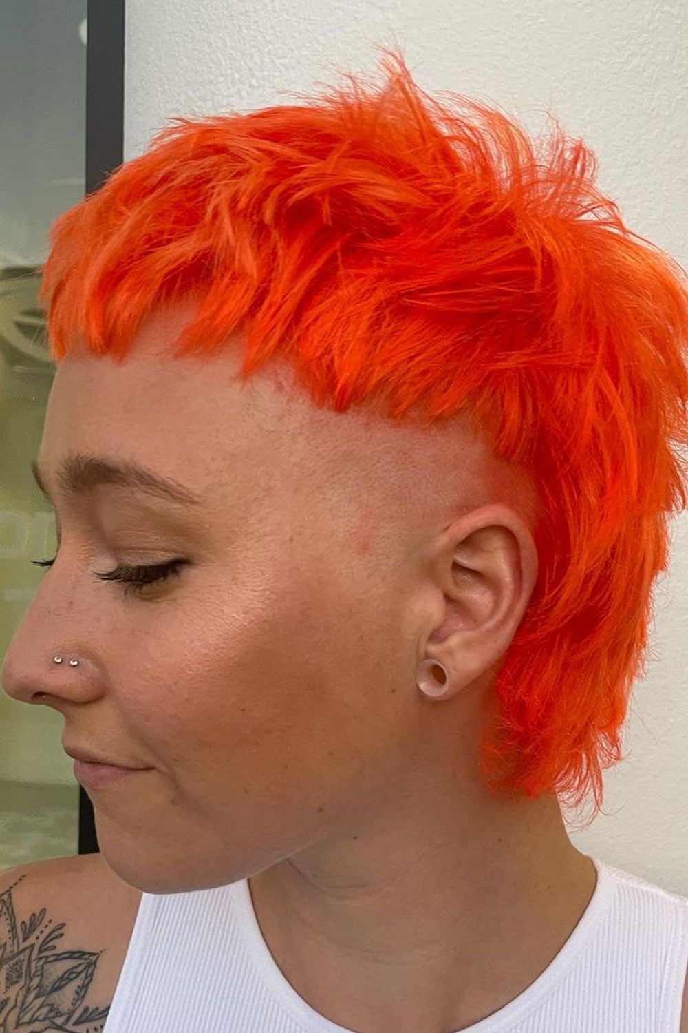 Bright Orange Mullet with Shaved Sides