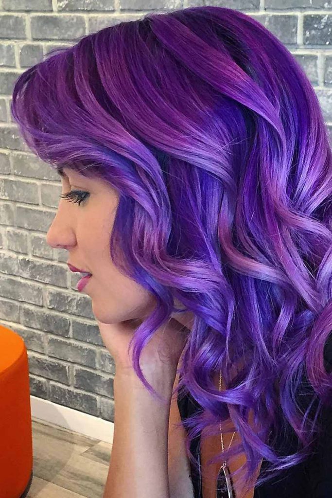 Purple Highlights Unique Hair Look Layered Wavy Long Leng 683x1024 