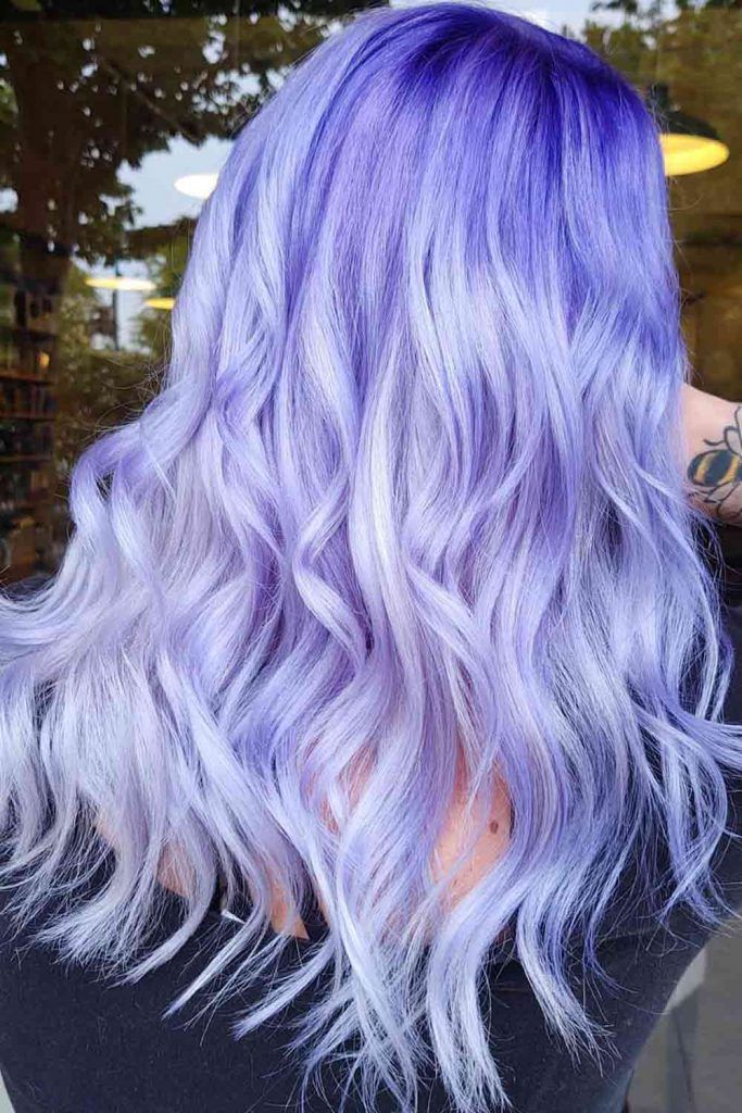Blue To White Ombre With Purple Streaks