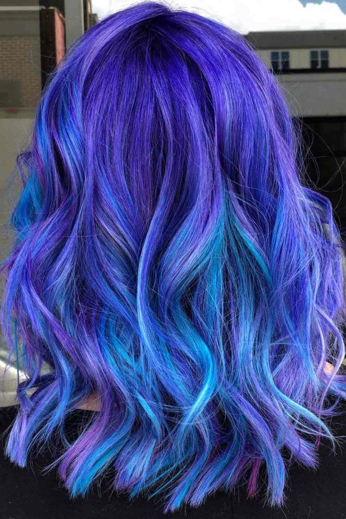 black and blue and purple hair