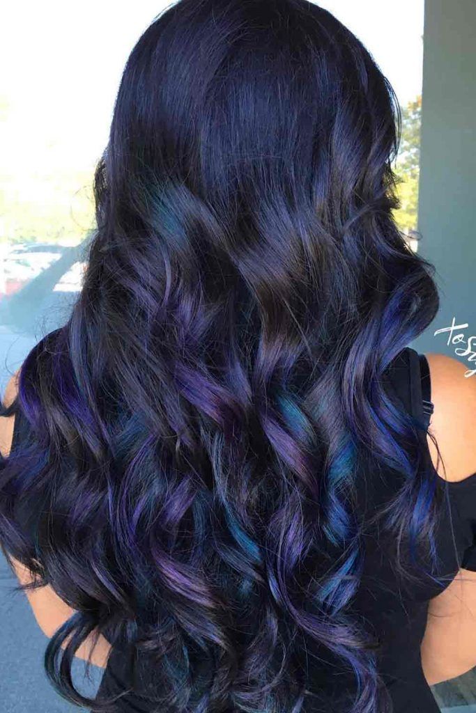 black and dark blue ombre hair