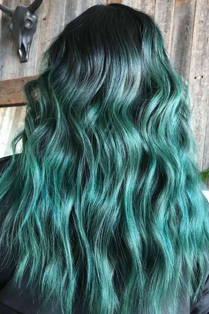 Brunette To Light Green Ombre