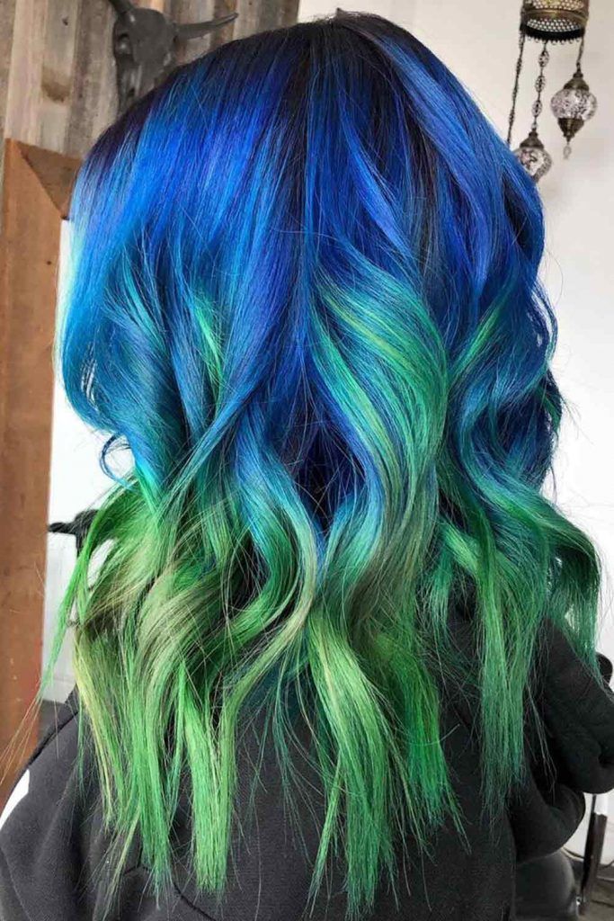 Green Blue Ombre Hair 