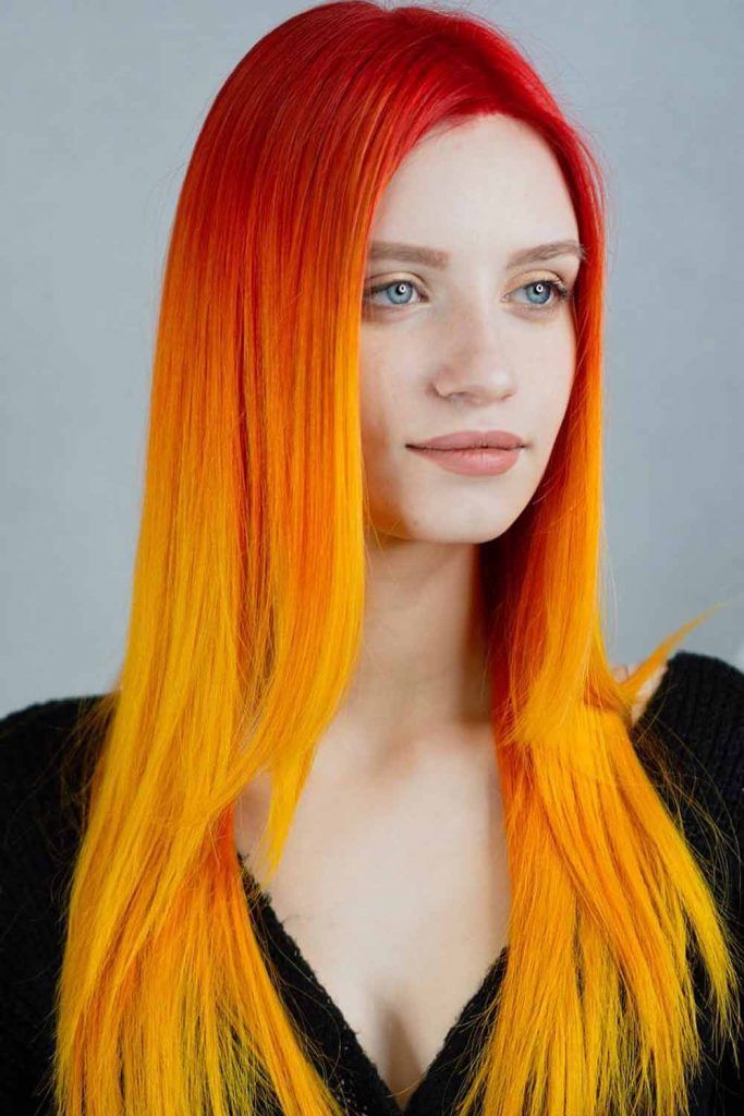 red orange yellow ombre hair