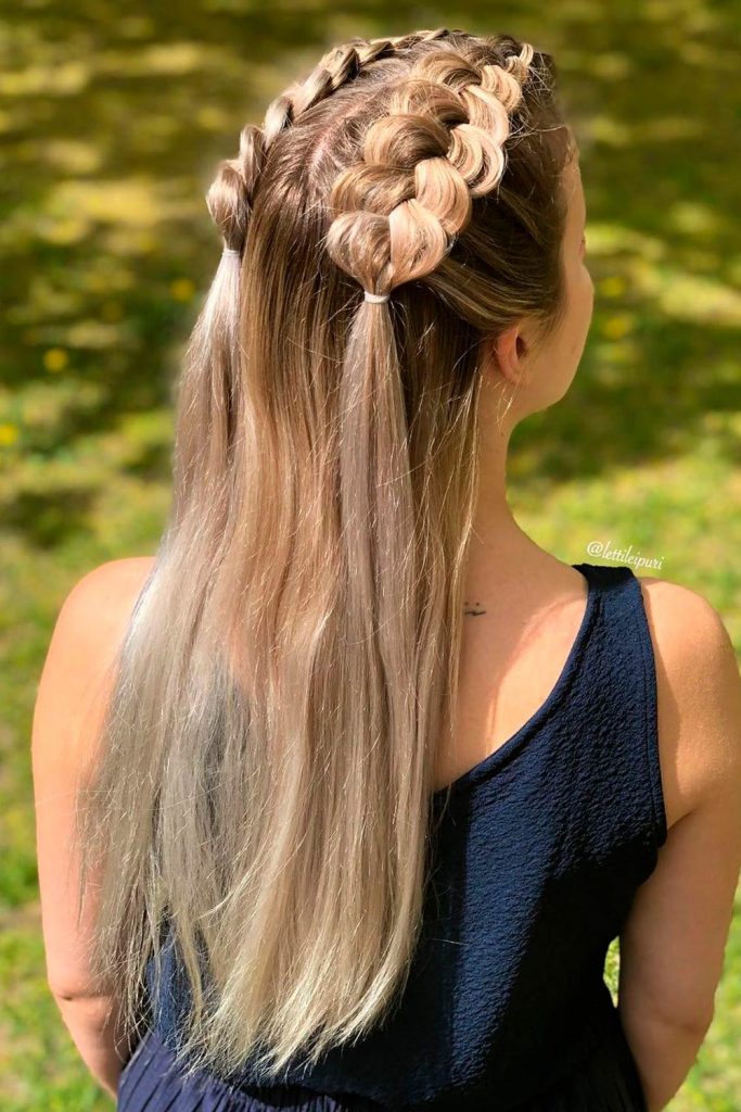  Braided Pigtails Half-Updo Style