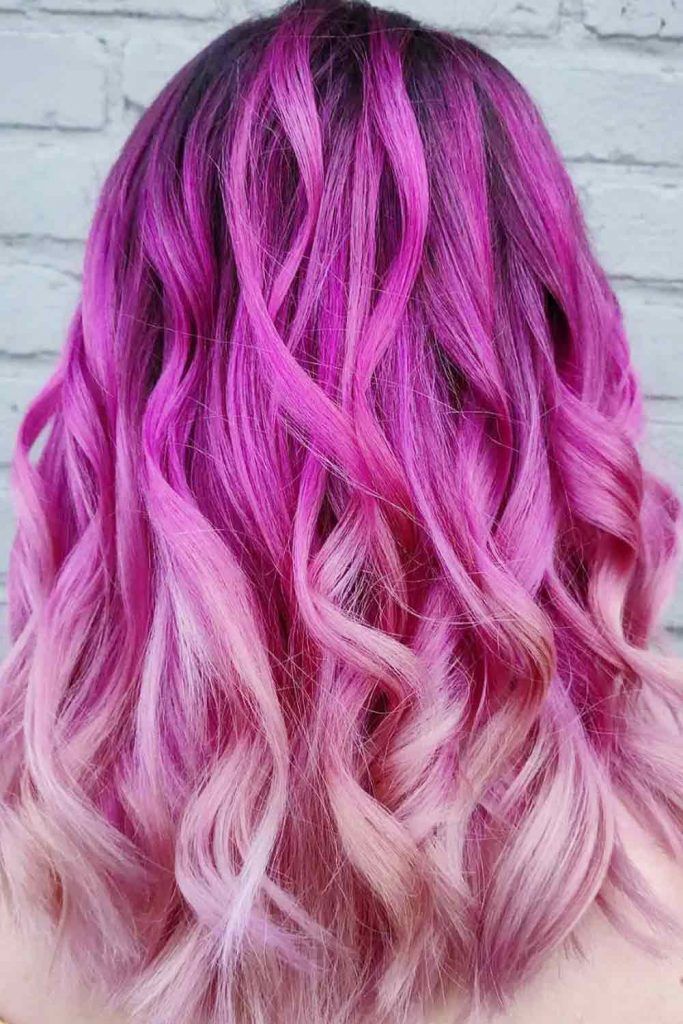 Fuchsia To Light Pink Ombre Hair