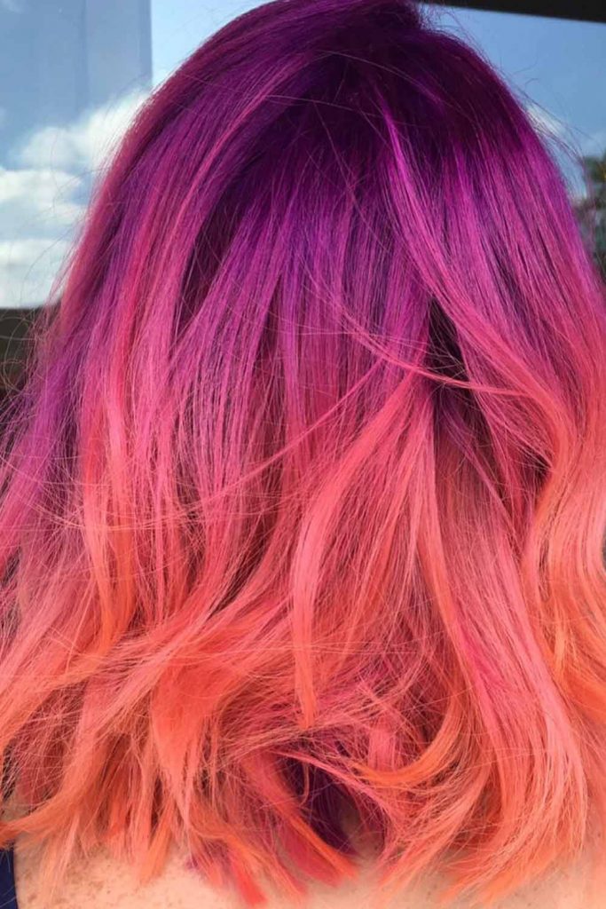 Pink-To-Peachy Orange Balayage