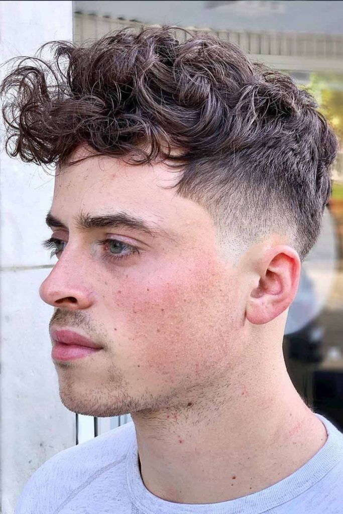 High Curly Top Skin Fade Haircut