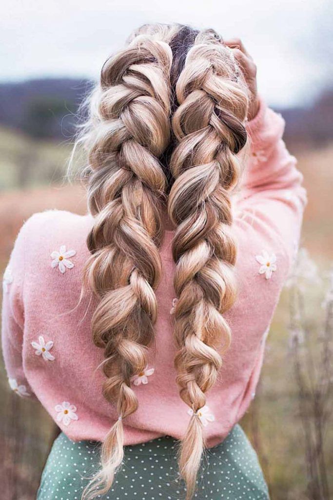 two french braids natural hair