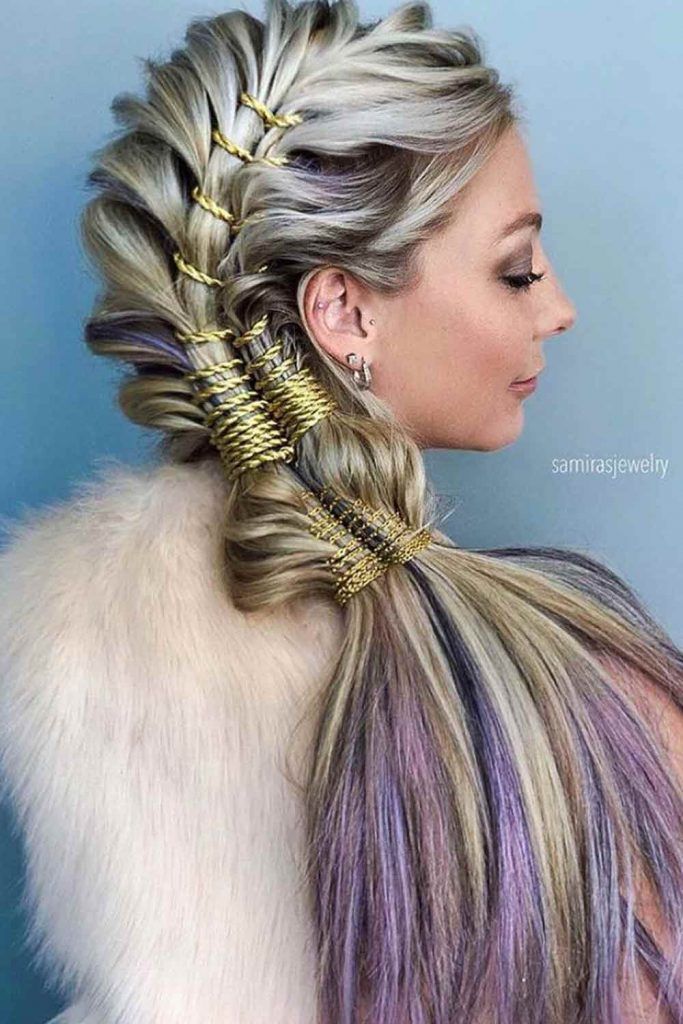 Side Parted Braided Pony