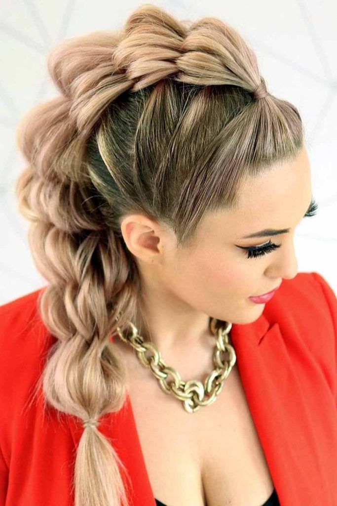 Faux Hawk Women Hairstyle Brown Blonde Balayage Braid 683x1024 