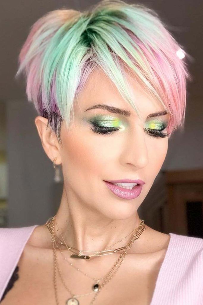 Side Swept Rainbow Pixie