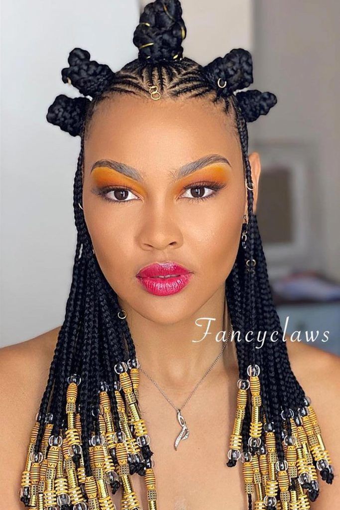 Bantu Box Braid Knots And Beaded Ends