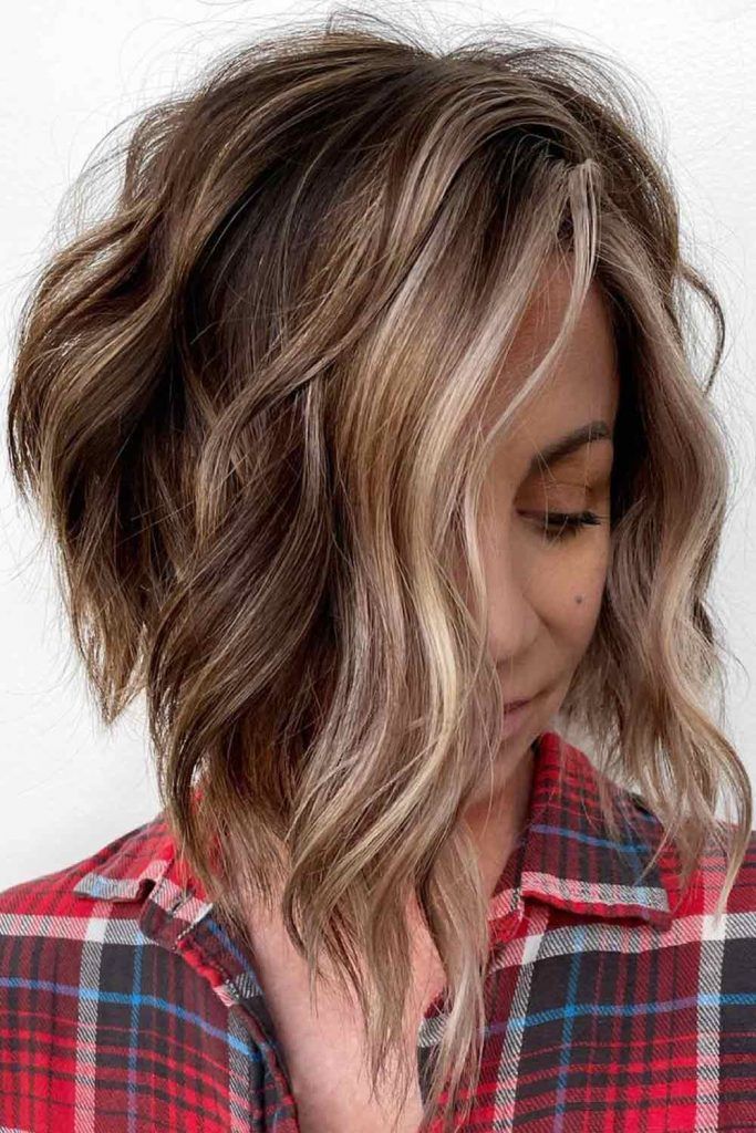 Blonde Balayage + Wavy A-Line Bob