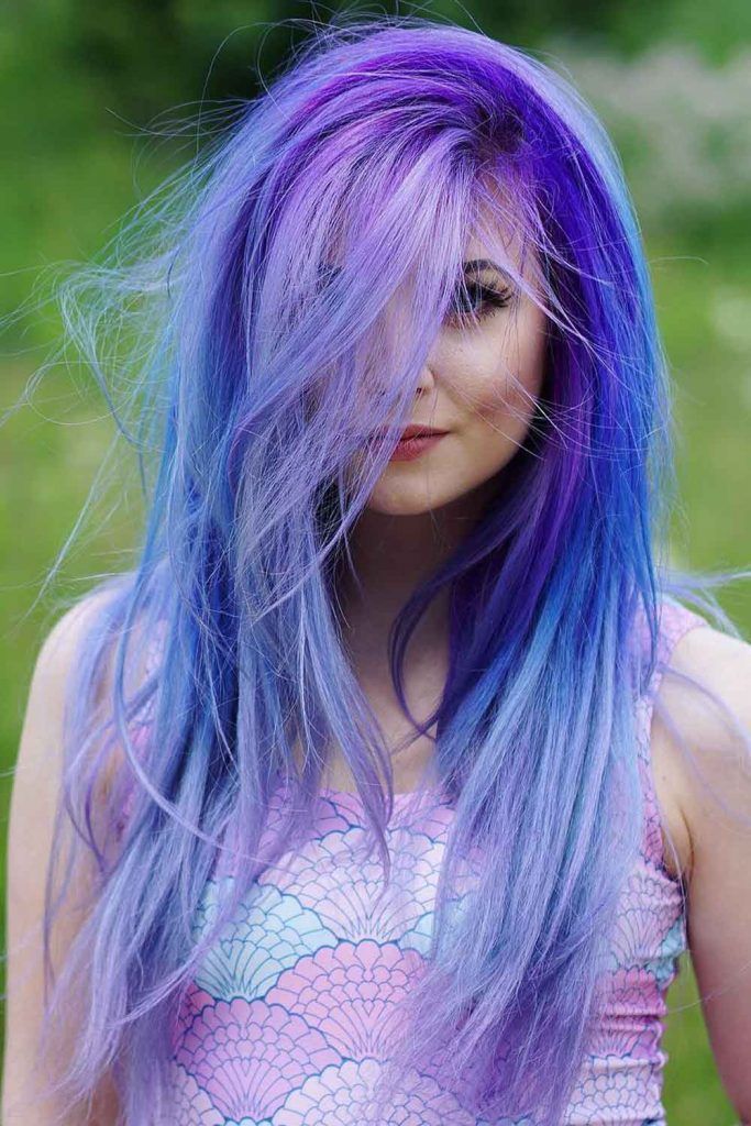 black to purple to blue ombre hair