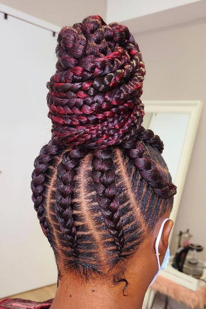 Feed-in Braids Styled in Perfect High Bun