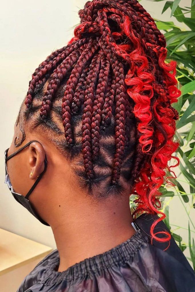 Feed-In Braids Matched with Tight Curls 