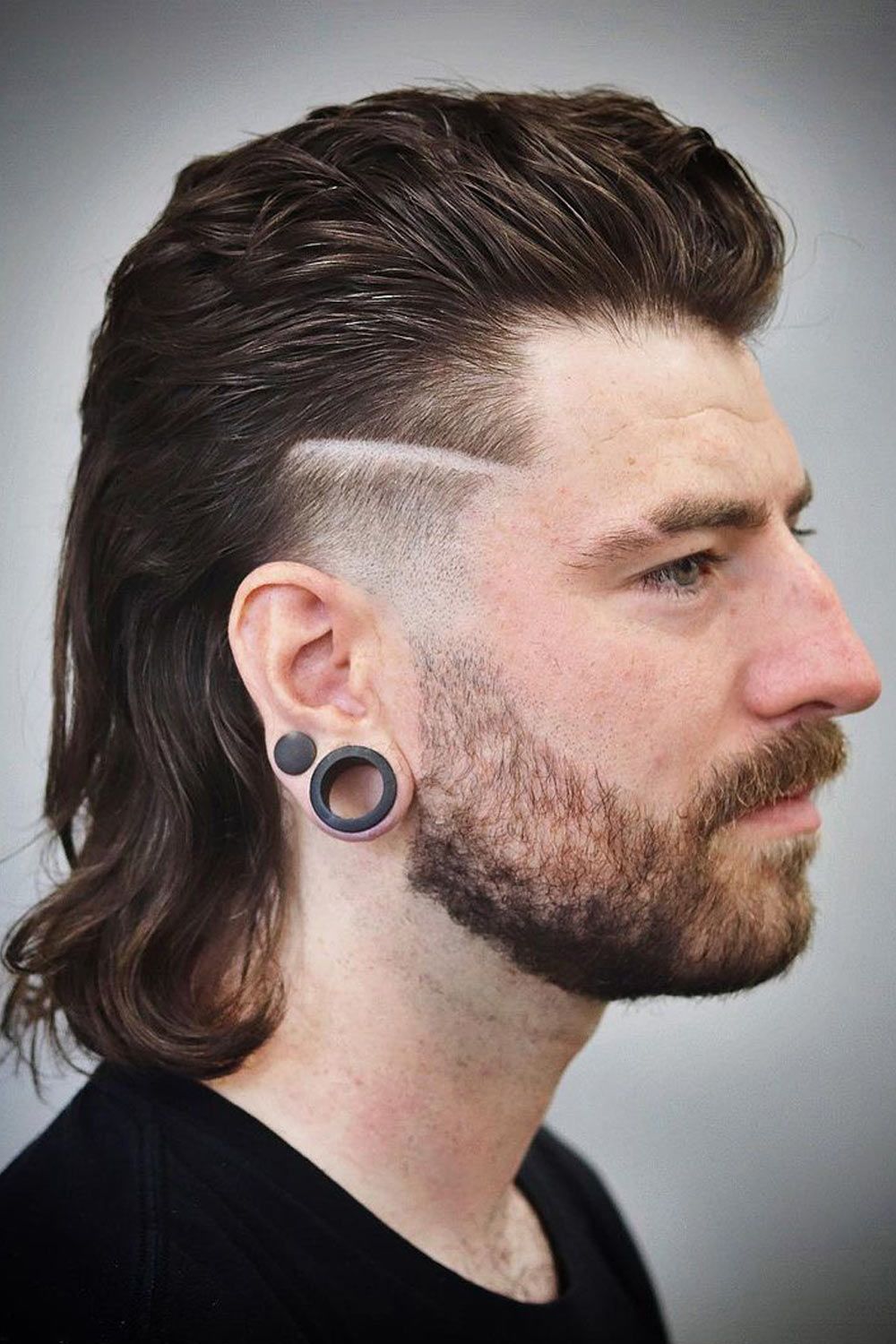 Mullet Men's Haircut With Straight Line