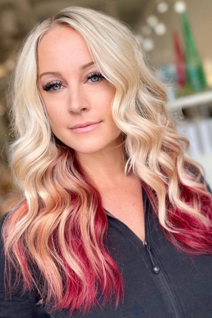 Blonde Lock with Red Underdye