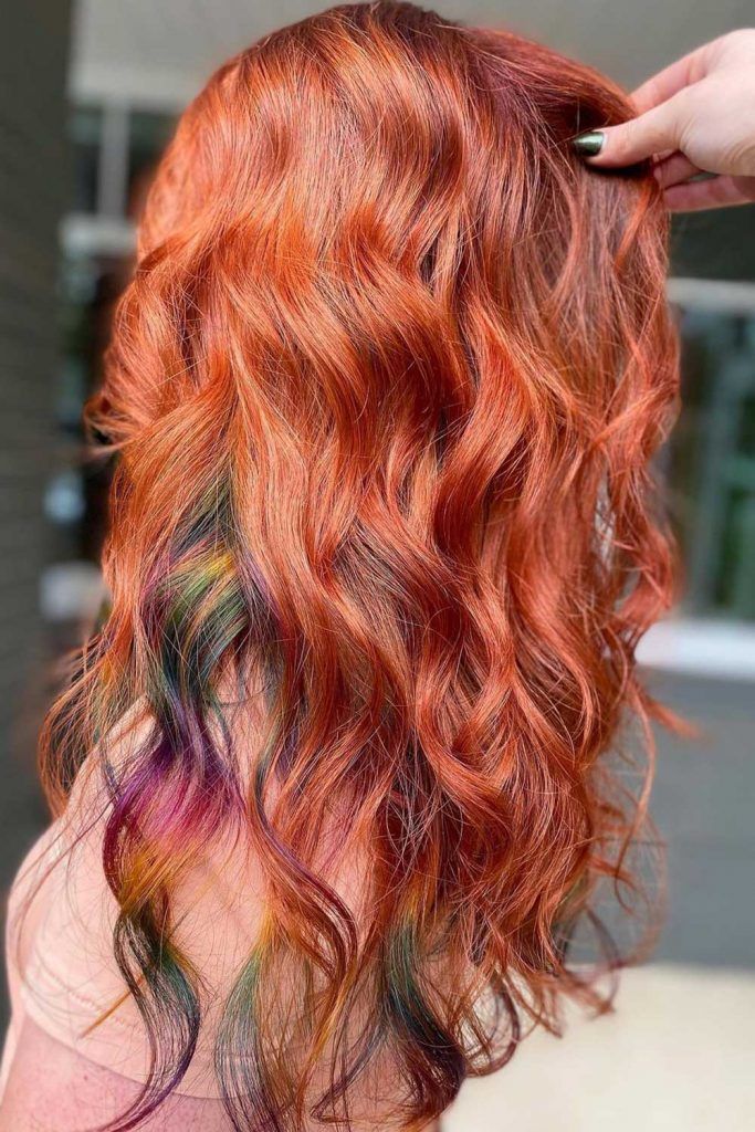 Fire Your Red Tresses Up with a Dark Rainbow Underdye 