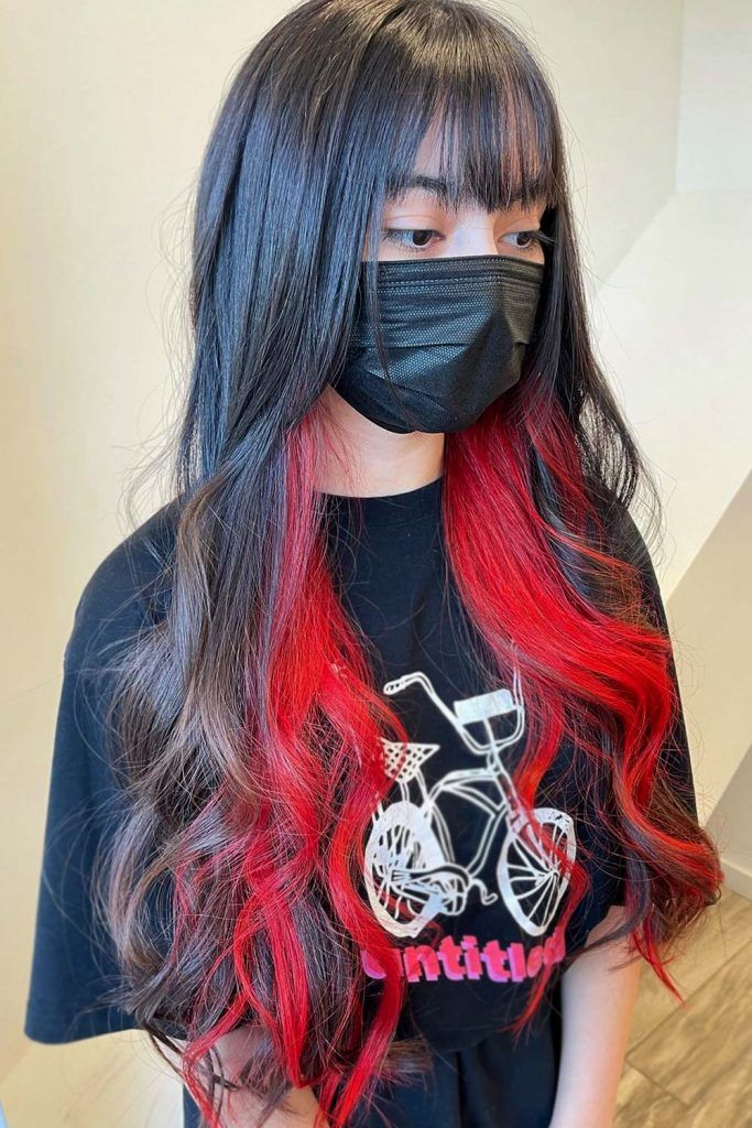 black hair with red underneath