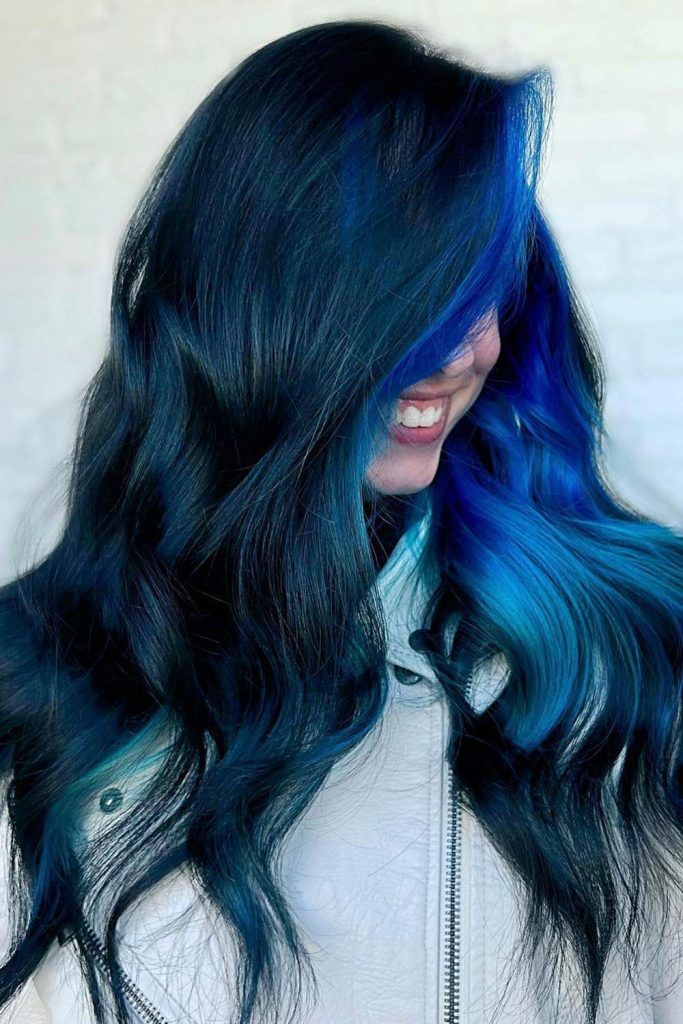 Long Ocean Blue-Black Hair