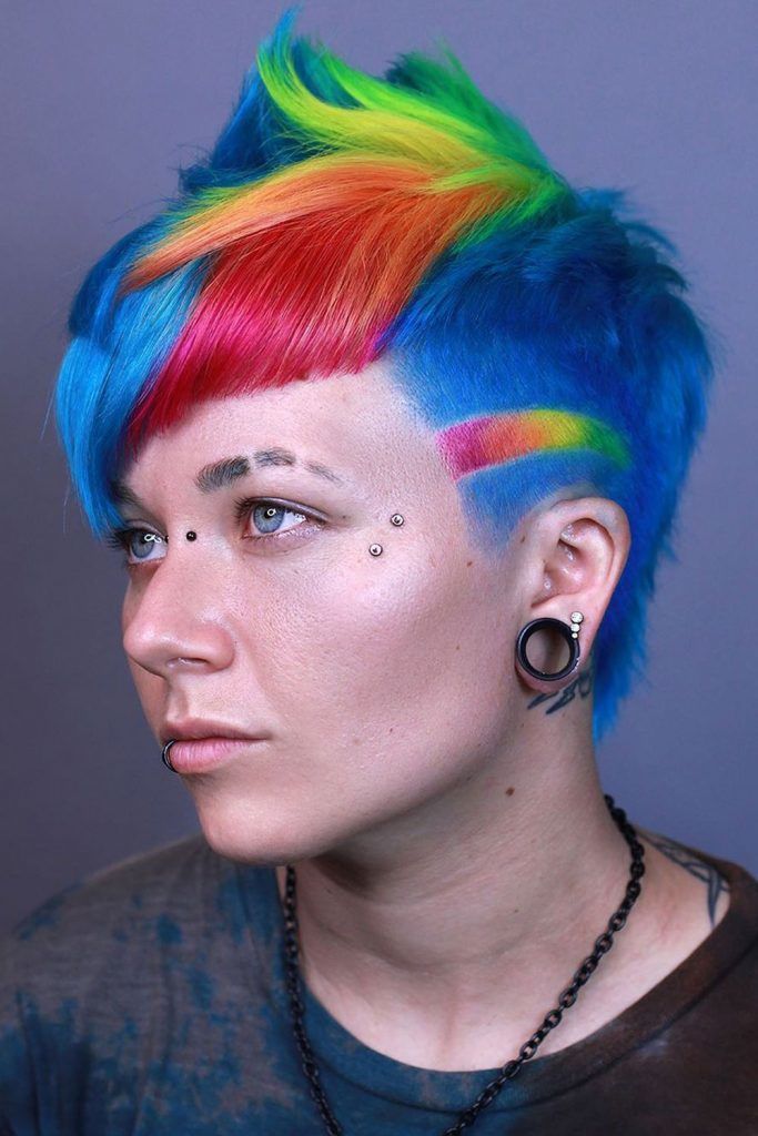 Bright Unicorn Alt Hair Style with Shaved Sides