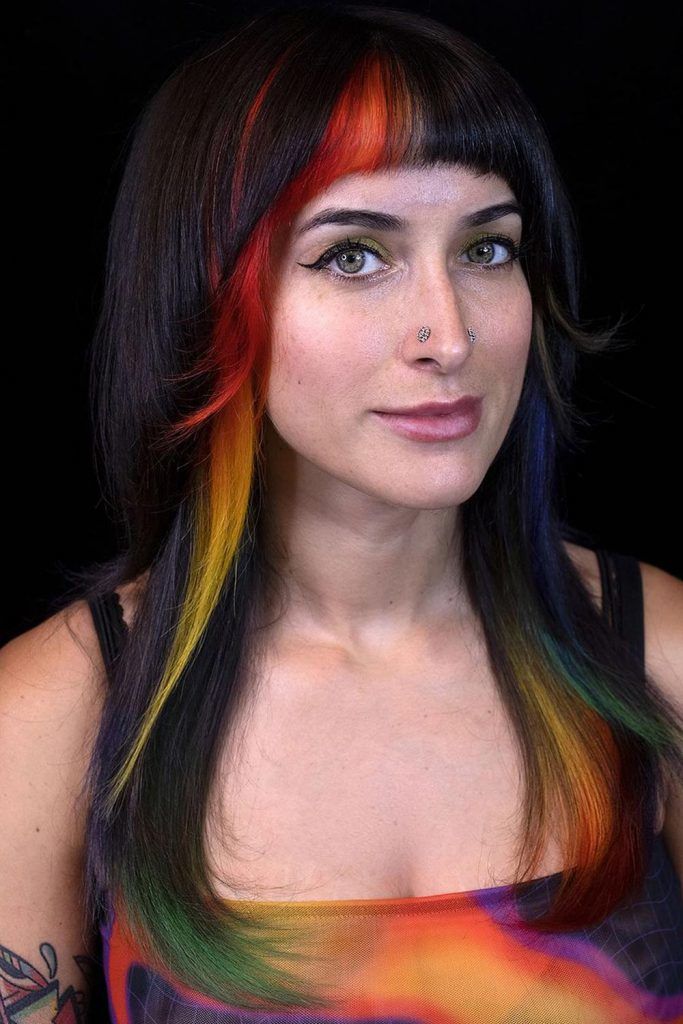 Hidden Rainbow Framed Med Hair