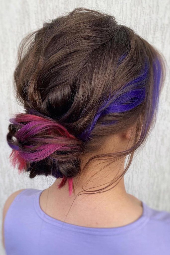 Messy Bun with Hidden Wild Colors