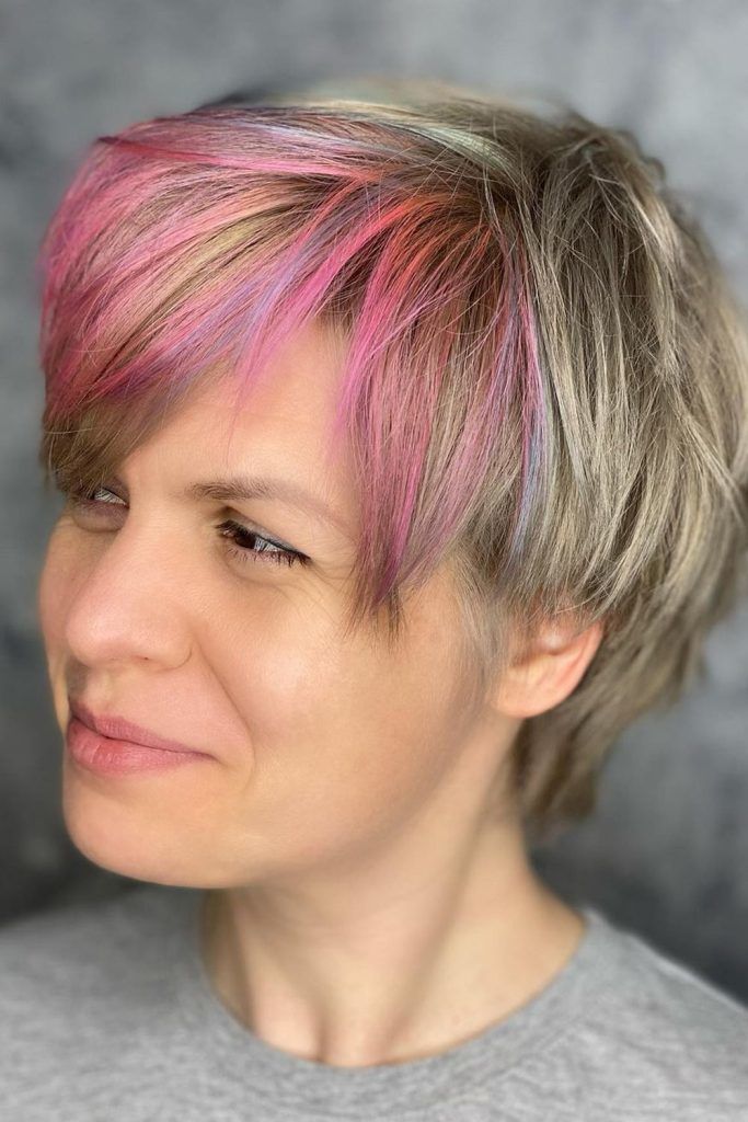 Pixie with Pastel Colored Bang