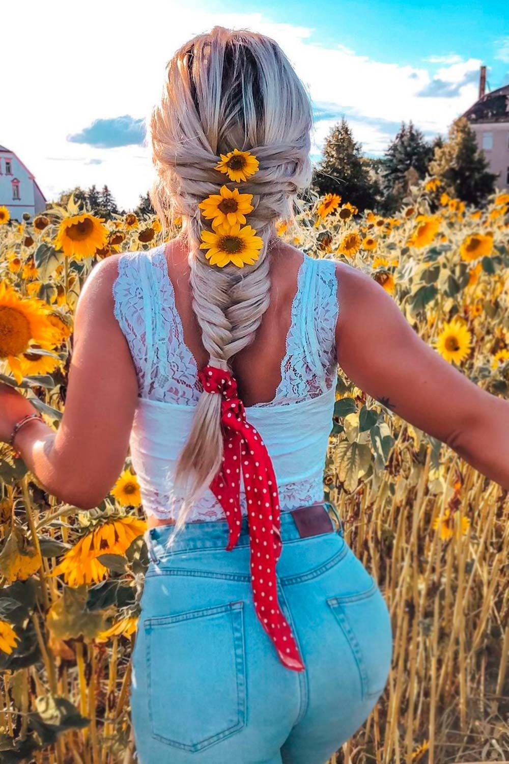 Braids Hairstyles With Flowers