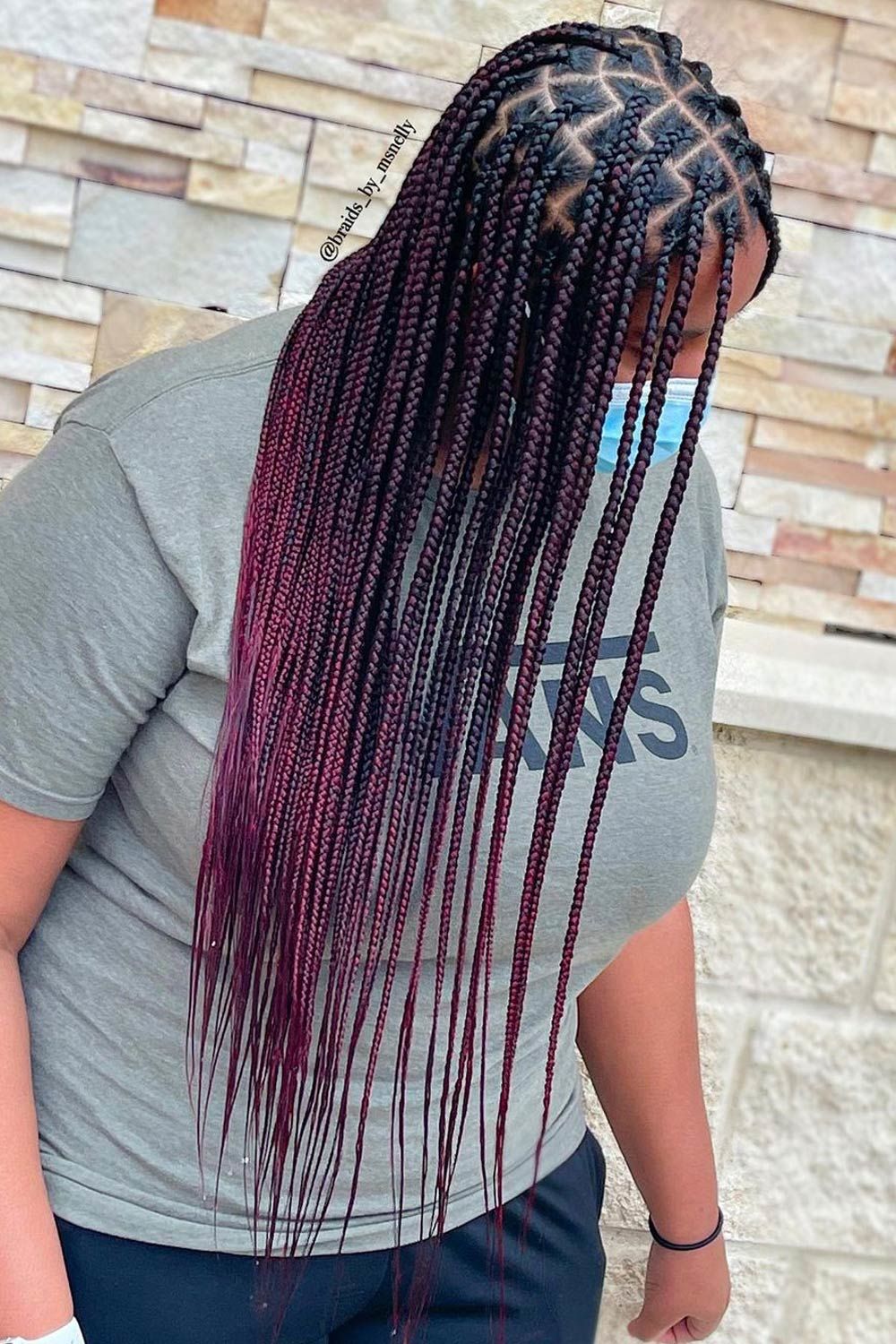 Burgundy Knotless Braids